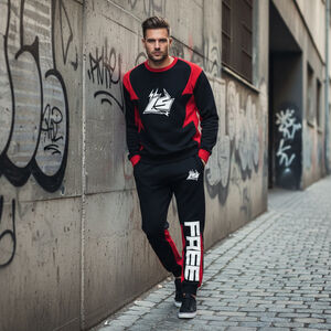 LONER STONER ZIG ZAG CREWNECK SET Size 3XL Black/Red